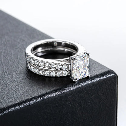 MUSHAN Luxury Jewelry 925 Sterling Silver Ring Band Women GRA Certificated Moissanite Diamond Emerald D Color Rings Fine Jewelry