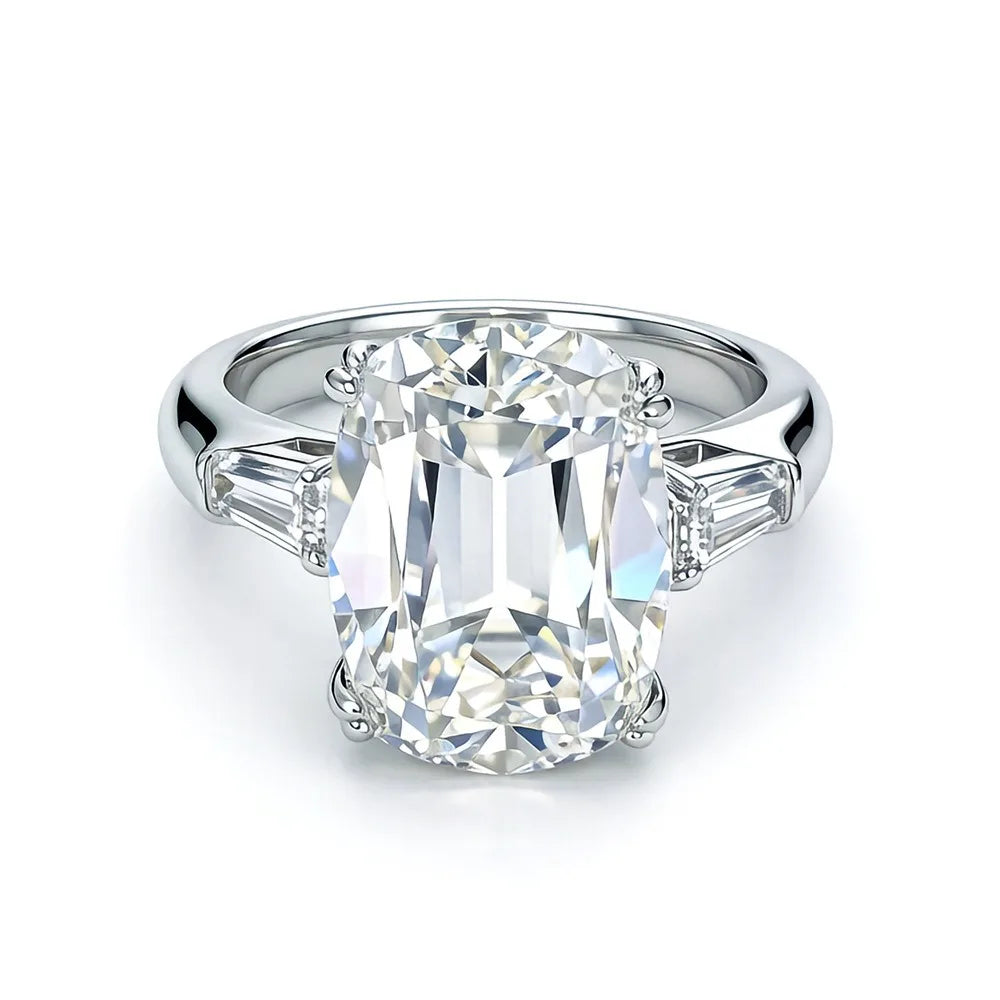 MUSHAN Luxury Jewelry 925 Sterling Silver Ring Band Women GRA Certificated Moissanite Diamond Emerald D Color Rings Fine Jewelry