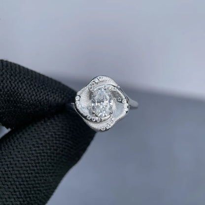 MuShan Designer Jewelry 925 Sterling Silver Ring D Color Moissanite Promise Ring for Women 18K Real Gold Plated MST Patent Rings