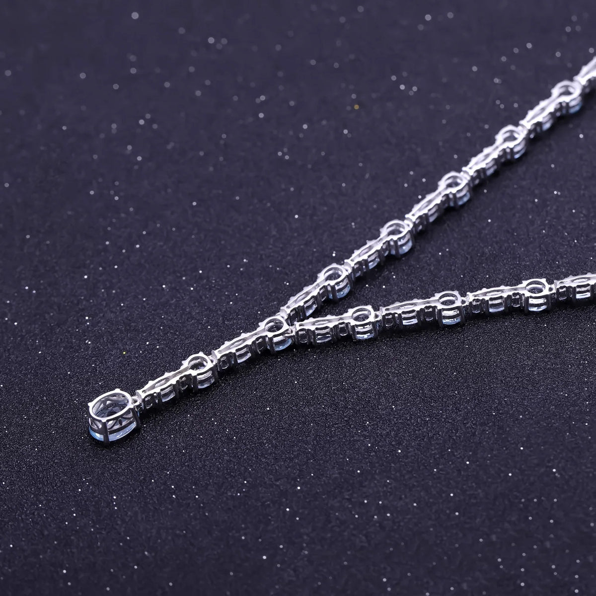 MUSHAN Joyería a medida, collar de plata de ley 925 con zafiro azul de laboratorio, redondo, para fiesta, para mujer, bañado en oro de 18K, aniversario