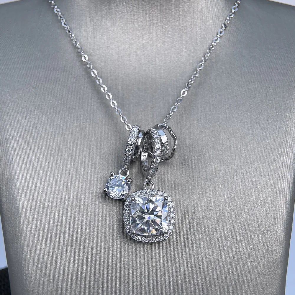 MuShan Luxury Jewelry 925 Sterling Silver Necklace Collar Brilliant Moissanite Girls Best Mom Platinum Plated MST Patent Collars