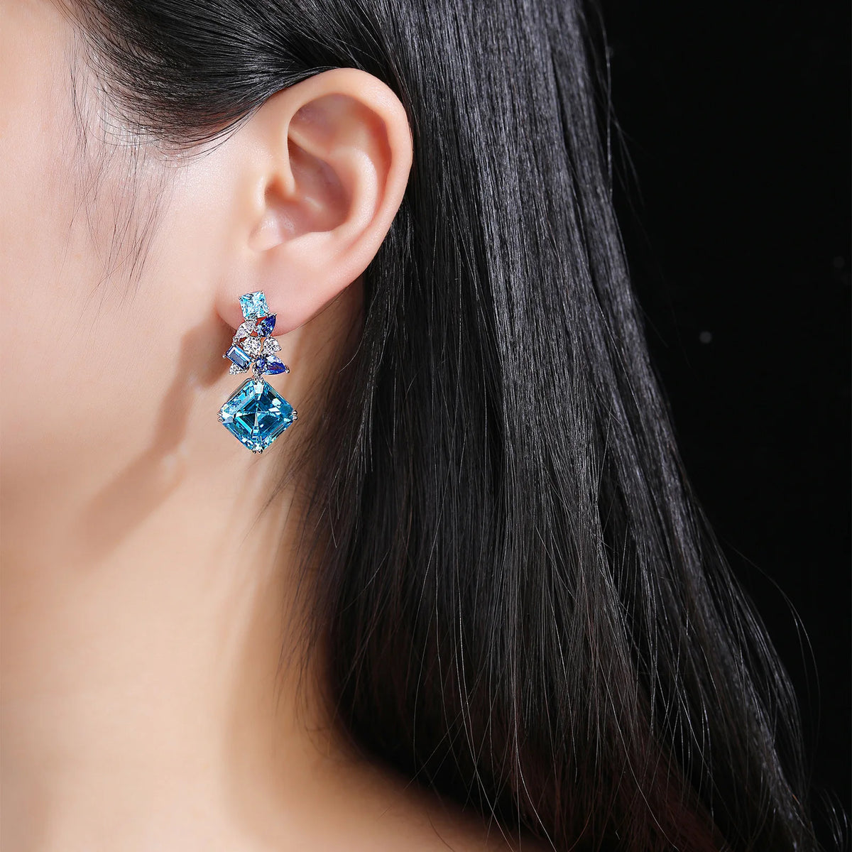 MuShan Jewelry 925 Sterling Silver Earring Designer 5A CZ Gemstones HCD Diamond 925 Sterling Silver Earrings Accessories