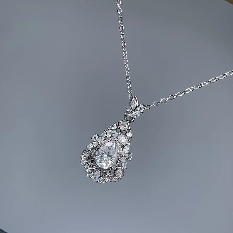 MuShan Luxury Jewelry 925 Sterling Silver Chain Necklace Brilliant Moissanite Bridal Girls Gold Vermeil MST Patent Fine Jewelry