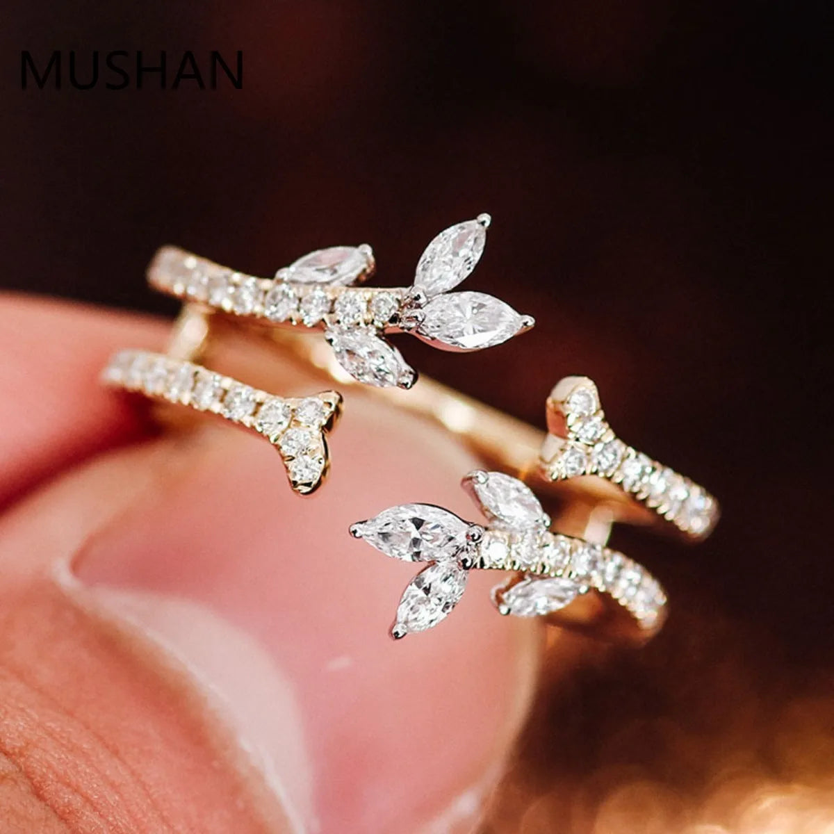 MUSHAN Luxury Custom 14K 18K Gold Rings Band Jewelry With Moissanite Diamond Lab Grown Gemstones Diamond Wedding Ring For Women