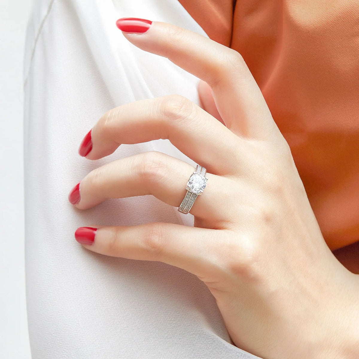 Bague de mariage MuShan Jewelry en argent sterling 925, diamant à haute teneur en carbone, cadeau pour demoiselle d'honneur, bague pour femme style chic, bijou raffiné