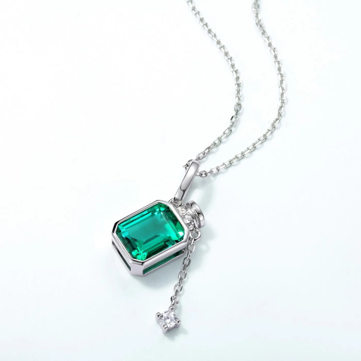 MUSHAN Luxury Jewelry 925 Sterling Silver Chain Pendant Necklace Lab Grown Emerald Ruby Gemstones Necklaces Pendants GRC Jewelry
