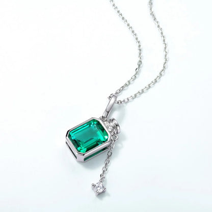 MUSHAN Luxury Jewelry 925 Sterling Silver Chain Pendant Necklace Lab Grown Emerald Ruby Gemstones Necklaces Pendants GRC Jewelry