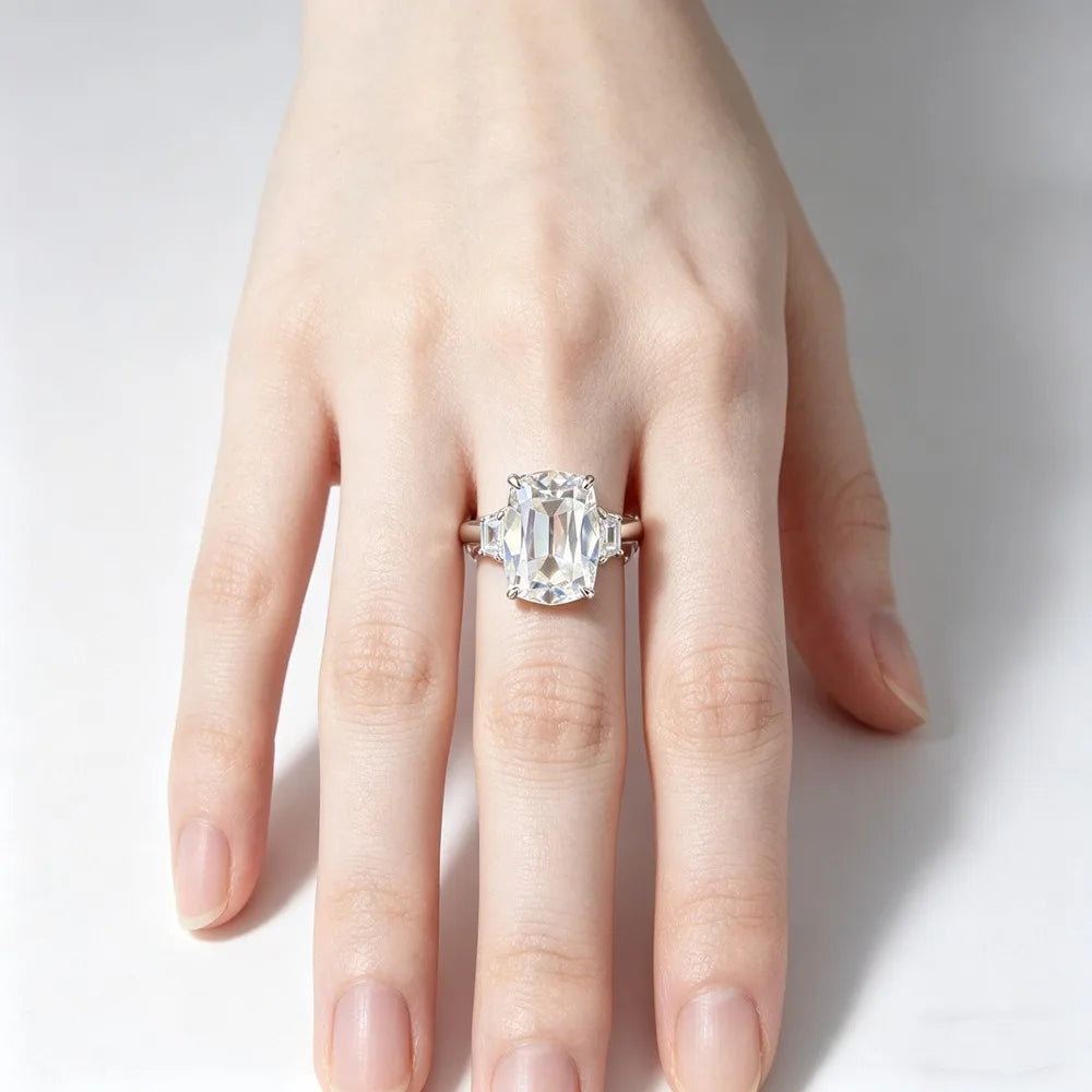 MUSHAN Luxury Jewelry 925 Sterling Silver Ring Band Women GRA Certificated Moissanite Diamond Emerald D Color Rings Fine Jewelry