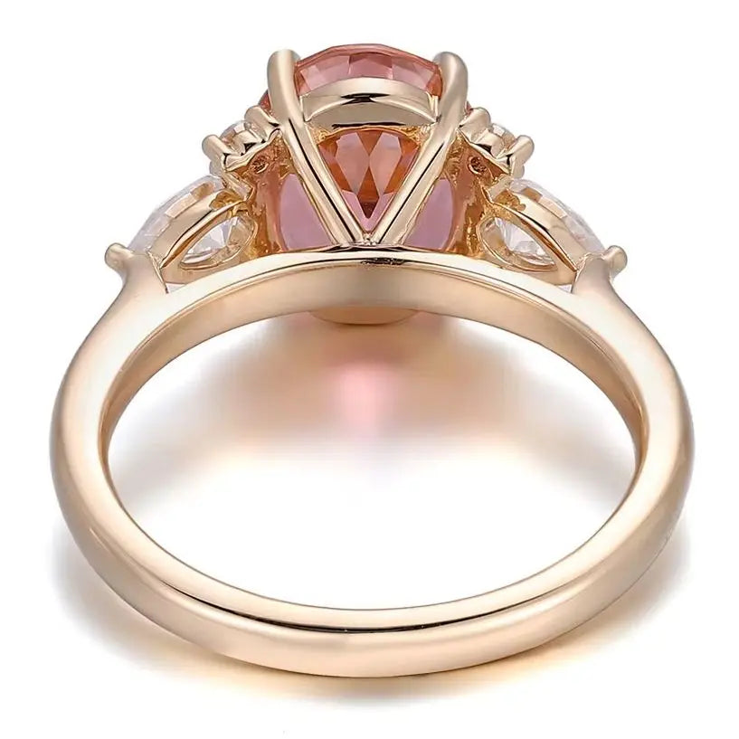MUSHAN Joyería a medida, anillos de oro PT950, 10K, 14K, 18K para mujer, anillos de zafiro Padparadscha cultivado en laboratorio de 3 quilates, alianzas de boda