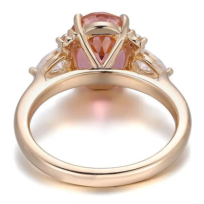 MUSHAN Joyería a medida, anillos de oro PT950, 10K, 14K, 18K para mujer, anillos de zafiro Padparadscha cultivado en laboratorio de 3 quilates, alianzas de boda