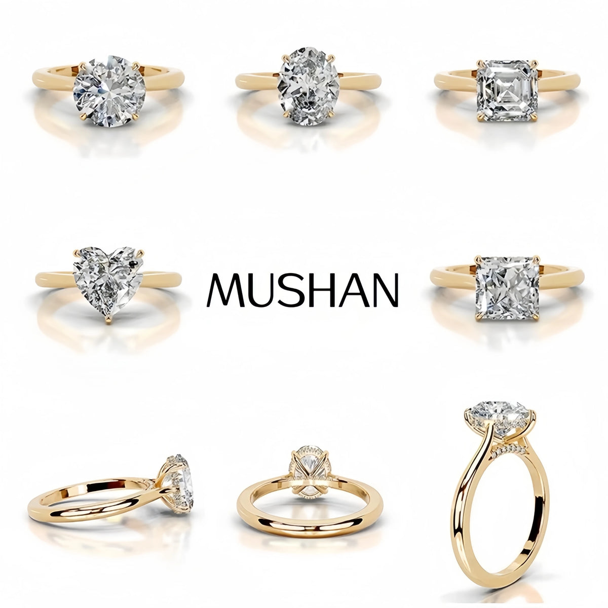 MUSHAN Patented Jewelry 925 Sterling Silver Ring Band D Color Moissanite Diamond Ring for Women 18K Gold Plated Luxury Jewelry