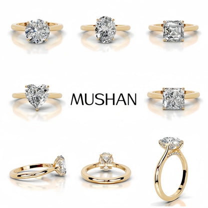 MUSHAN Patented Jewelry 925 Sterling Silver Ring Band D Color Moissanite Diamond Ring for Women 18K Gold Plated Luxury Jewelry