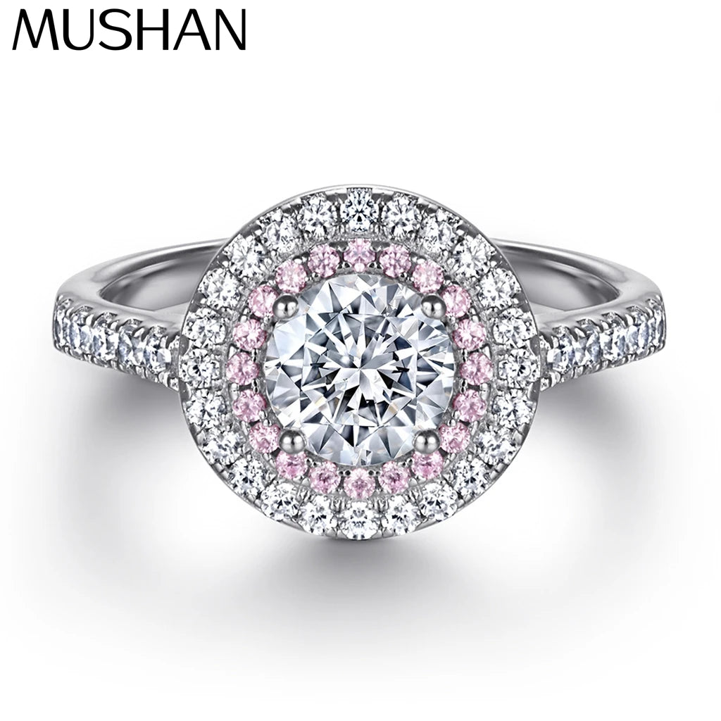MuShan Jewelry 925 Sterling Silver Rings Bands Engagement Ring 5A Cubic Zirconia Premium Anniversary Rings Bands  Women Gift