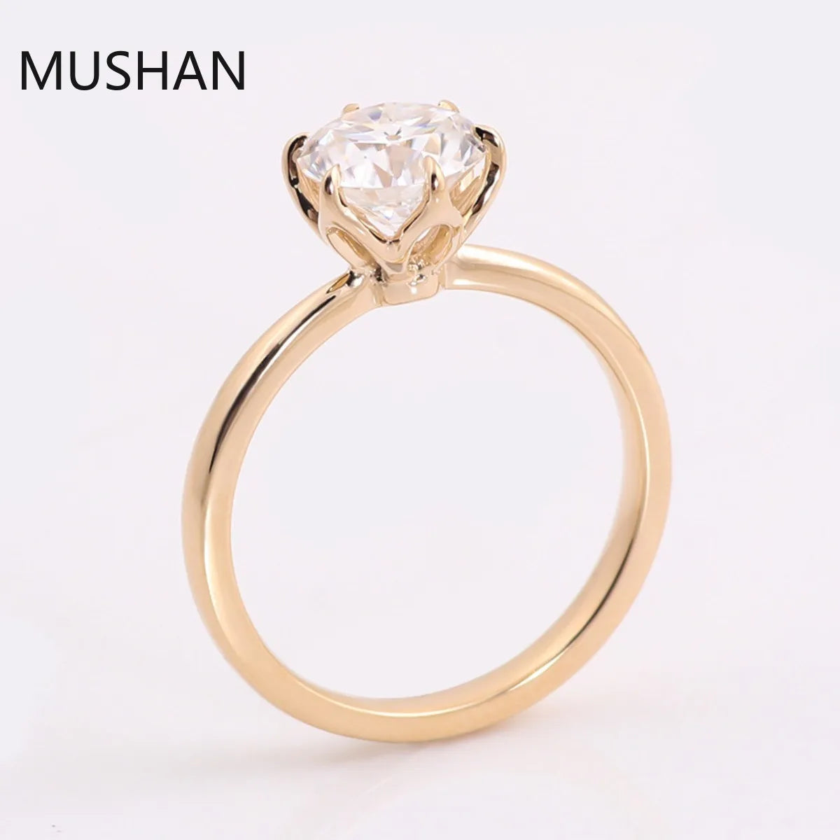 MUSHAN Bague de luxe personnalisée en or 14K 18K avec diamant moissanite et pierres précieuses de laboratoire, alliance pour femme