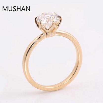 MUSHAN Bague de luxe personnalisée en or 14K 18K avec diamant moissanite et pierres précieuses de laboratoire, alliance pour femme
