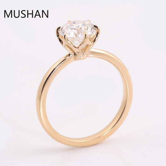 MUSHAN Luxury Custom 14K 18K Gold Rings Band Jewelry With Moissanite Diamond Lab Grown Gemstones Diamond Wedding Ring For Women
