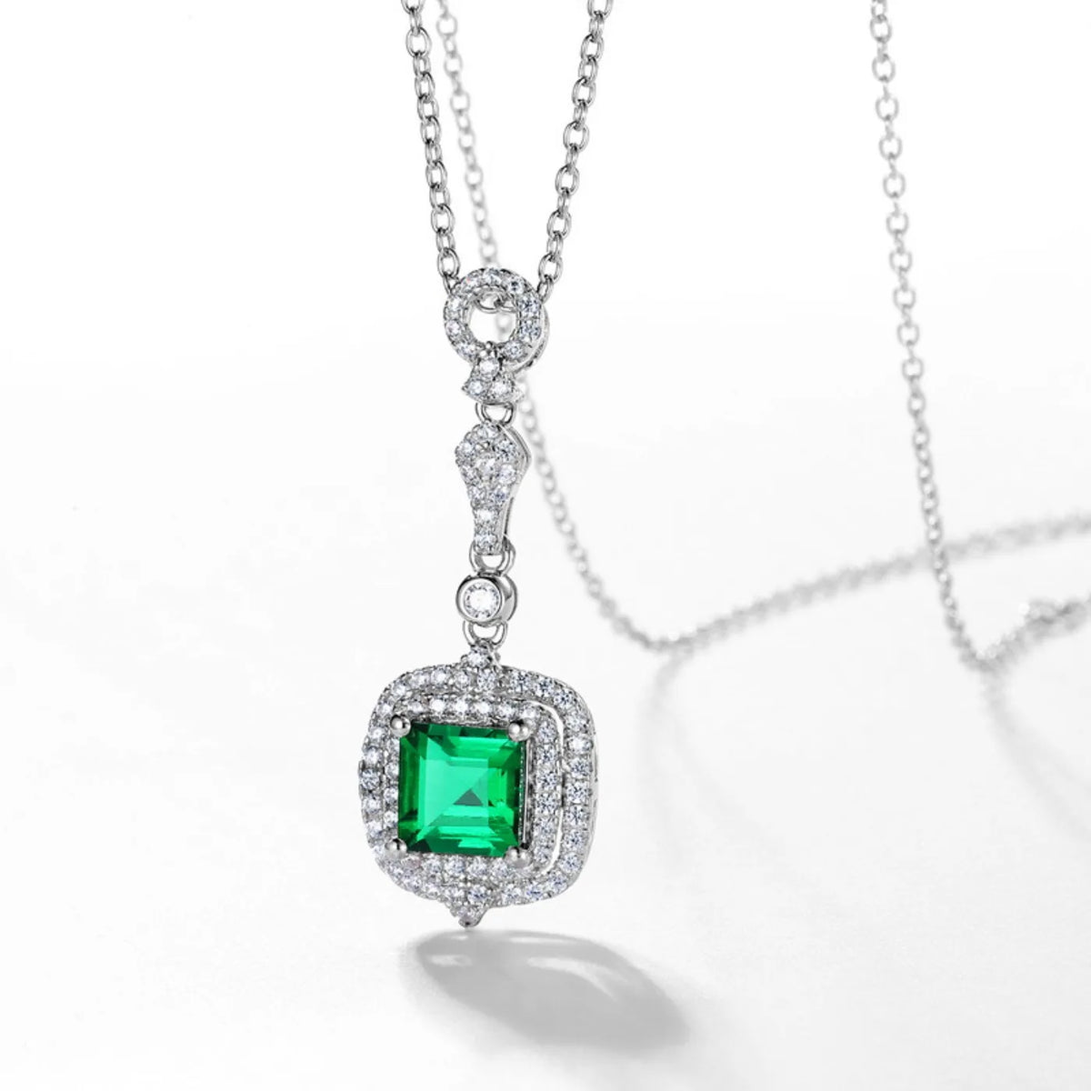 MUSHAN Luxury Jewelry 925 Sterling Silver Chain Pendant Necklace Lab Grown Emerald Ruby Gemstones Necklaces Pendants GRC Jewelry