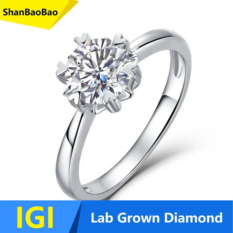 MUSHAN Custom Luxury Diamond Rings Jewelry IGI Certificated for Women 925 Sterling Silver Lab Grown Diamond Ring Band HPHT CVD
