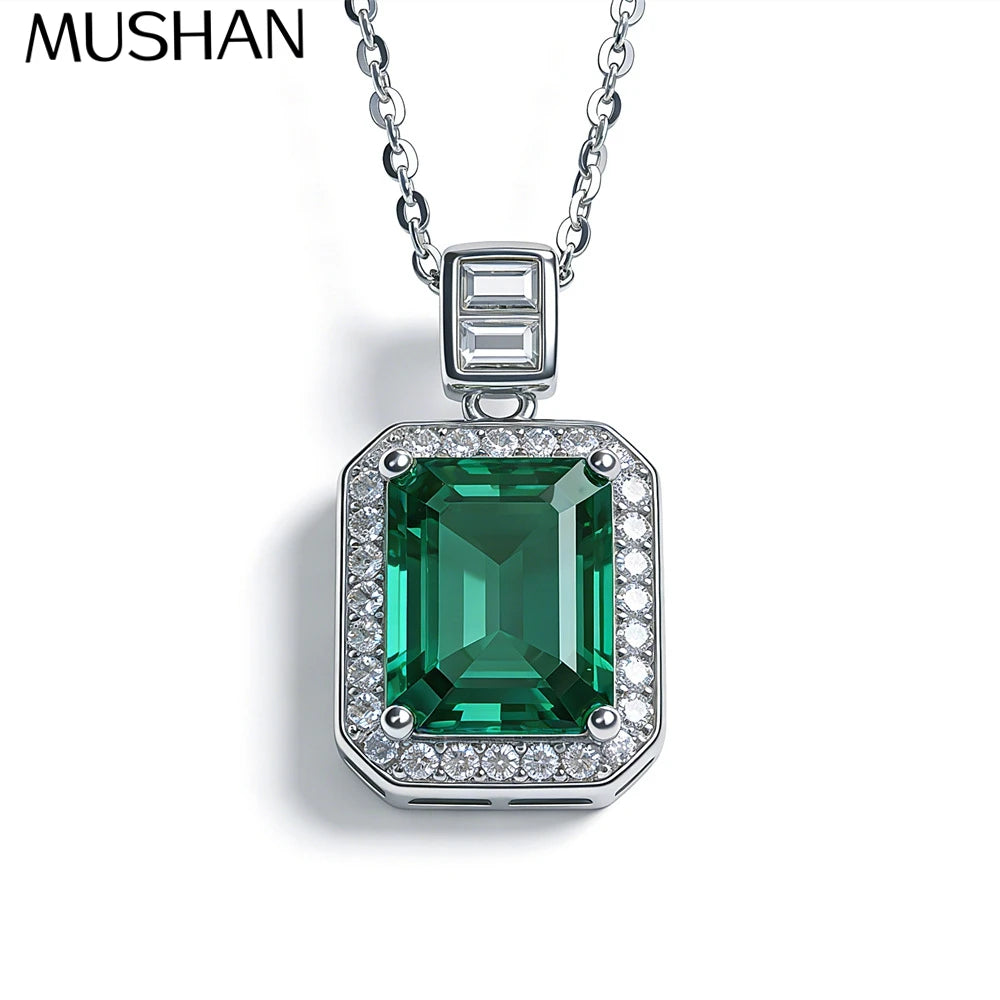 MuShan Jewelry 925 Sterling Silver Necklace Pendant Chain HCD Diamonds Anniversary Gift Party Cocktail Women Necklaces Jewelry