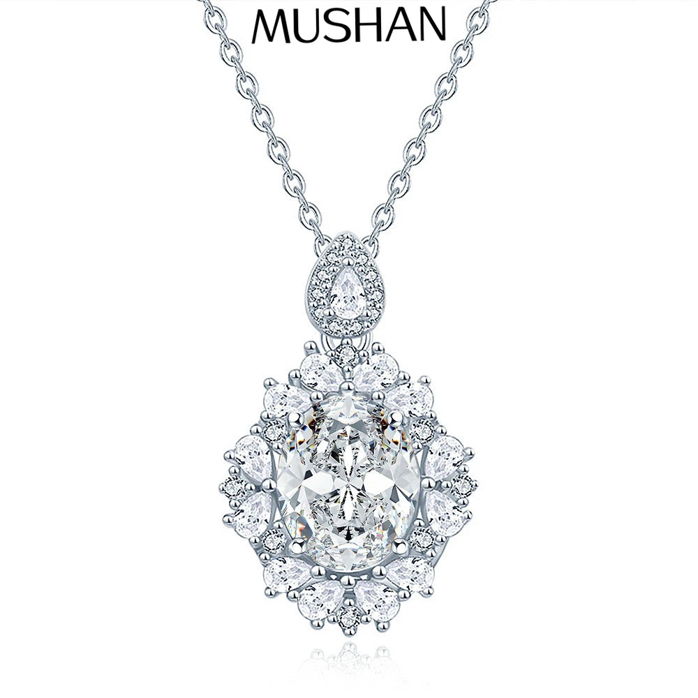 Joyería de la marca MuShan, cadena de cuerda de plata de ley 925, solitario de moissanita, regalo de San Valentín para dama, chapado en oro de 18 quilates, patente MST