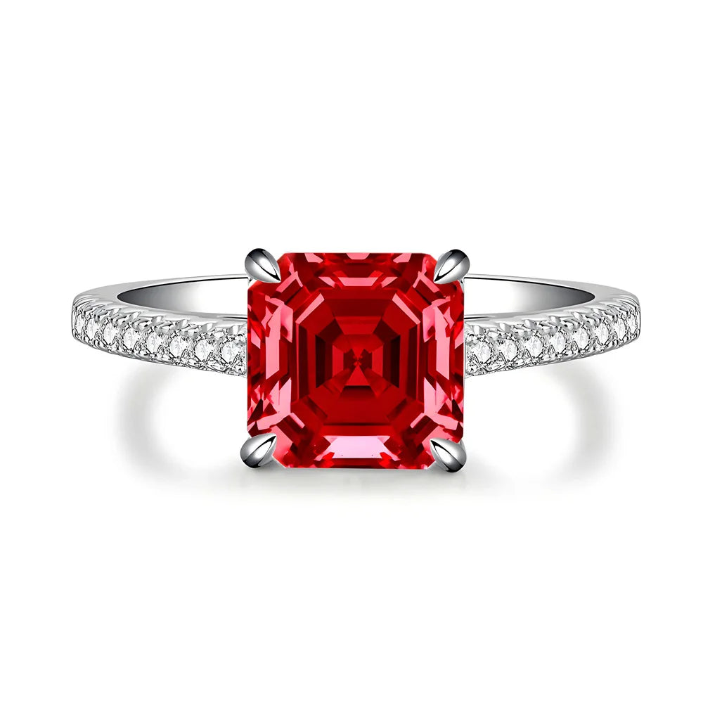 MuShan Jewelry 925 Sterling Silver Rings Band CMA Certificate HCD Gemstones Emerald Ruby Women Wedding Party Ring Fine Jewelry