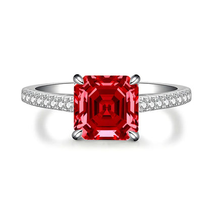MuShan Jewelry 925 Sterling Silver Rings Band CMA Certificate HCD Gemstones Emerald Ruby Women Wedding Party Ring Fine Jewelry
