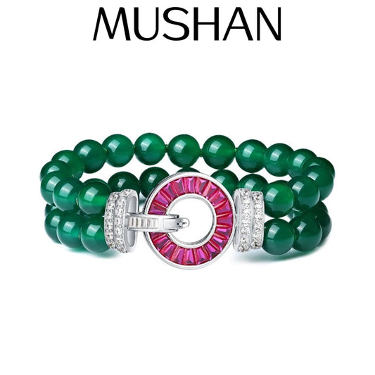 MuShan Jewelry 925 Sterling Silver Bangle 5A CZ Gemstones Luxury HCD Diamond Graceful 925 Sterling Silver Bracelet Accessories