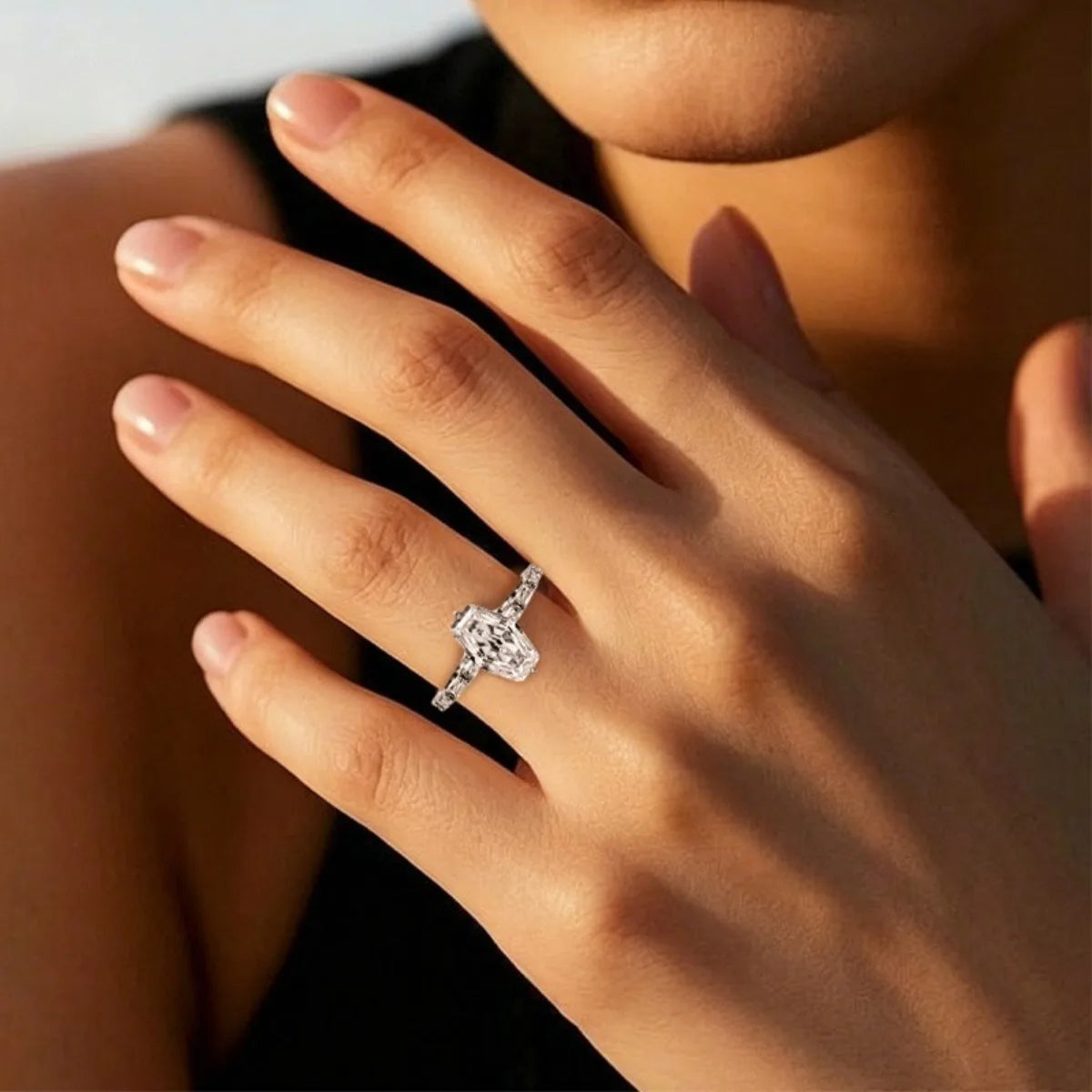 Anillo de joyería de lujo MUSHAN de plata de ley 925 para mujer, con certificado GRA, diamante de moissanita, esmeralda, color D, joyería fina