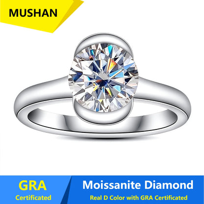 MUSHAN Luxury Jewelry 925 Sterling Silver Ring Band Women GRA Certificated Moissanite Diamond Emerald D Color Rings Fine Jewelry