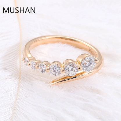MUSHAN Luxury Custom 14K 18K Gold Rings Band Jewelry With Moissanite Diamond Lab Grown Gemstones Diamond Wedding Ring For Women