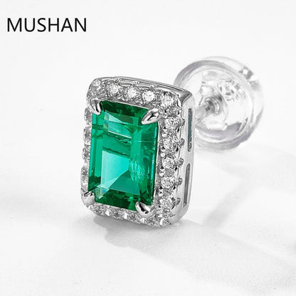 Boucles d'oreilles à clous MUSHAN Luxury Jewelry en argent sterling 925 pour femme, boucles d'oreilles à clous avec émeraude de laboratoire certifiée GRC