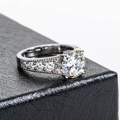 Anillo de plata de ley 925 de la marca MuShan, anillo de moissanita para enamorados, chapado en oro auténtico de 18K, anillos finos con patente MST