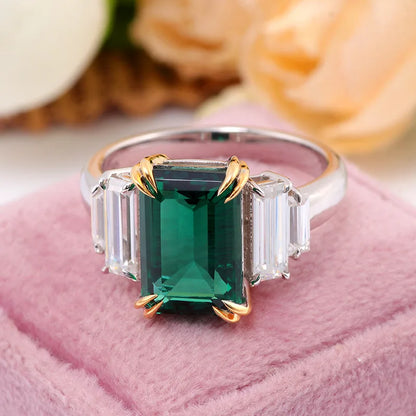Anillo de compromiso MUSHAN Bespoke Jewelry con esmeralda de laboratorio de 9*11 mm, banda en platino PT950, oro de 10K, 14K o 18K, joyería para mujer