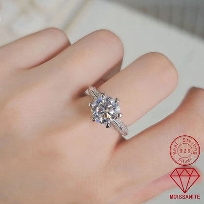 MUSHAN Luxury Jewelry 925 Sterling Silver Ring Band Women GRA Certificated Moissanite Diamond Emerald D Color Rings Fine Jewelry