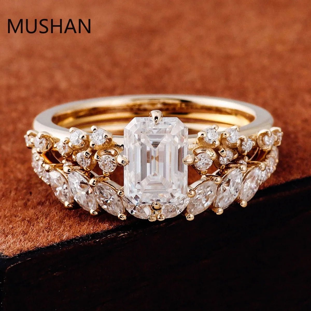 MUSHAN Luxury Custom 14K 18K Gold Rings Band Jewelry With Moissanite Diamond Lab Grown Gemstones Diamond Wedding Ring For Women