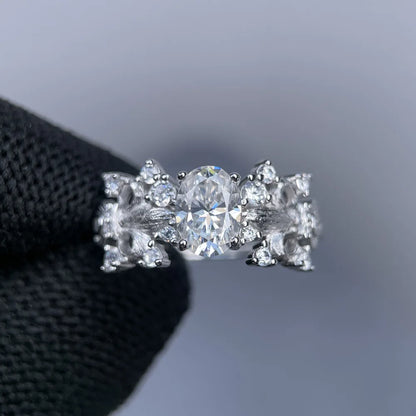 MuShan Designer Jewelry 925 Sterling Silver Ring VVS Moissanite Halo Ring for Friend 18K Gold Plated MST Patent Fine Jewellery
