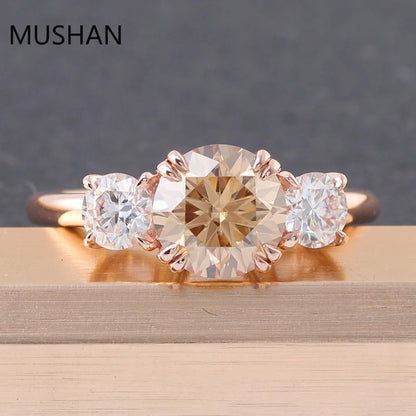 MUSHAN Luxury Custom 14K 18K Gold Rings Band Jewelry With Moissanite Diamond Lab Grown Gemstones Diamond Wedding Ring For Women