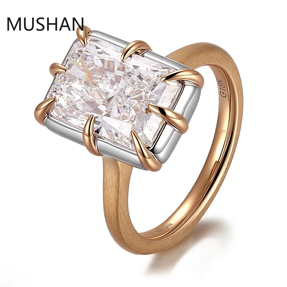 MUSHAN Luxury Radiant Cut‌ 4ct Diamond Ring IGI Certificate 10K 14K 18K Gold Jewelry Women Wedding Lab Grown Diamond Rings Band
