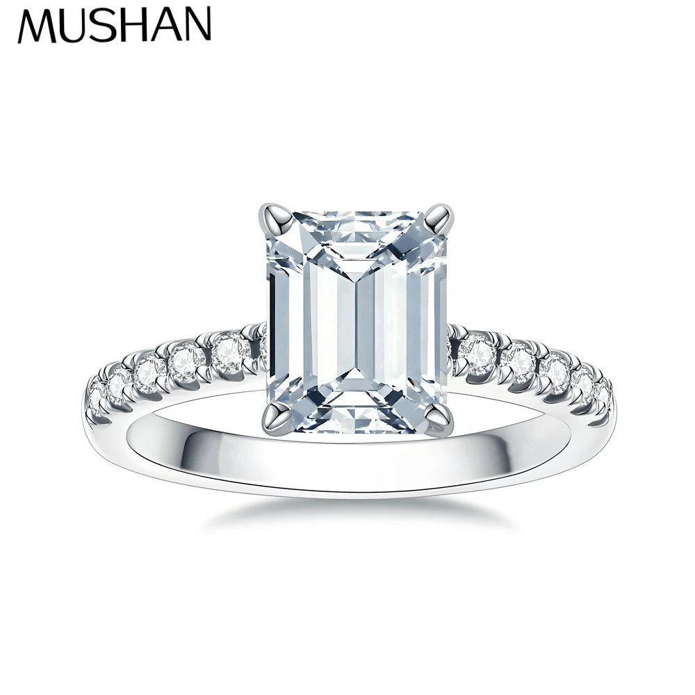 MuShan Luxury Jewelry 925 Sterling Silver Ring VVS Moissanite Elegant Ring for Fiancee 18K Real Gold Plated MST Patent Jewellery