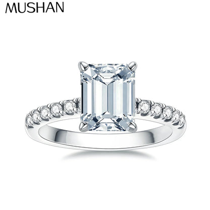 MuShan Luxury Jewelry 925 Sterling Silver Ring VVS Moissanite Elegant Ring for Fiancee 18K Real Gold Plated MST Patent Jewellery