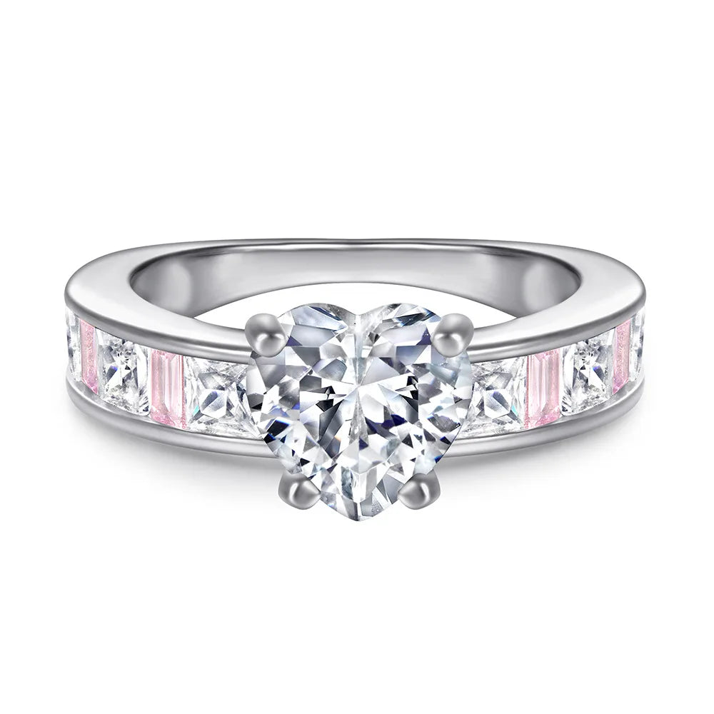 MuShan Jewelry 925 Sterling Silver Rings Bands Engagement Ring 7A Cubic Zirconia Romantic Rings Bands Rings Bands  Women Gift