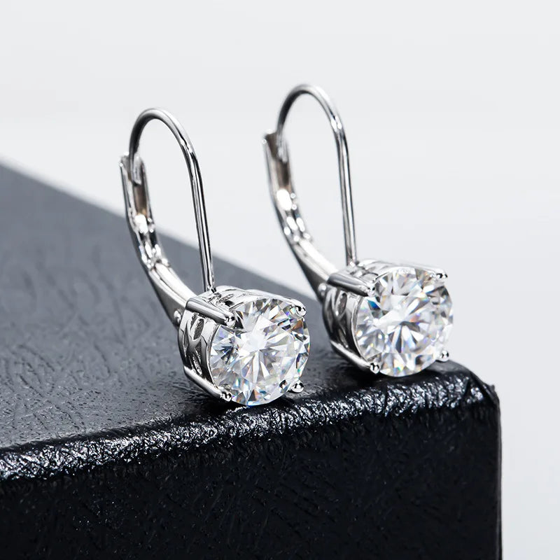 MuShan Brand Jewelry 925 Sterling Silver Ear Ring 3CT Moissanite Bridal Party for Bride 18K Rose Gold Plated MST Patent Earrings