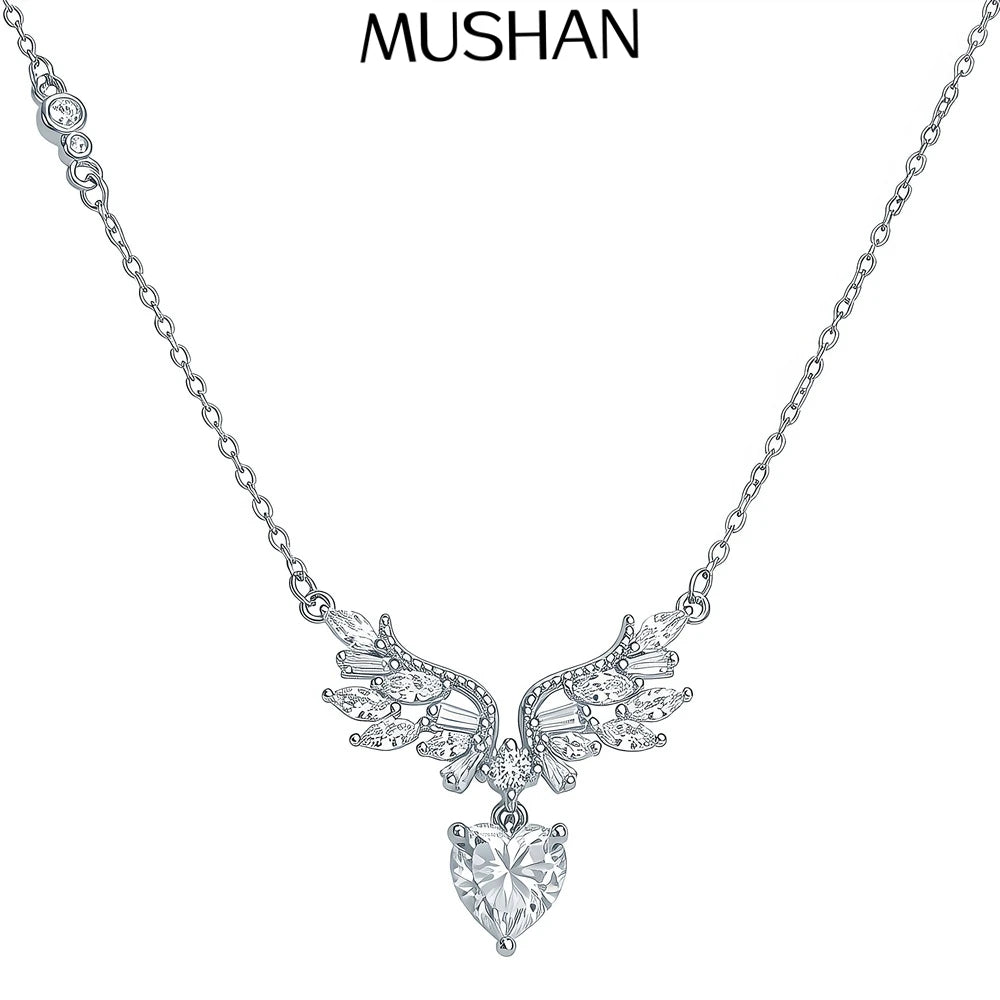 MuShan Designer Jewelry 925 Sterling Silver Chain Pendant Solitaire Heart Moissanite for Her Gold Vermeil MST Patent GRA
