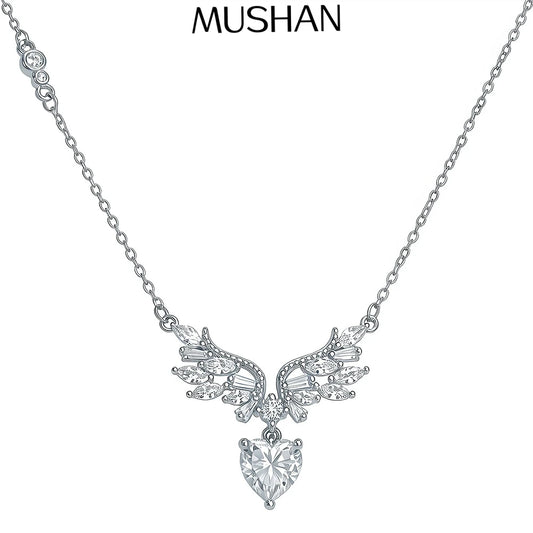 MuShan Designer Jewelry 925 Sterling Silver Chain Pendant Solitaire Heart Moissanite for Her Gold Vermeil MST Patent GRA