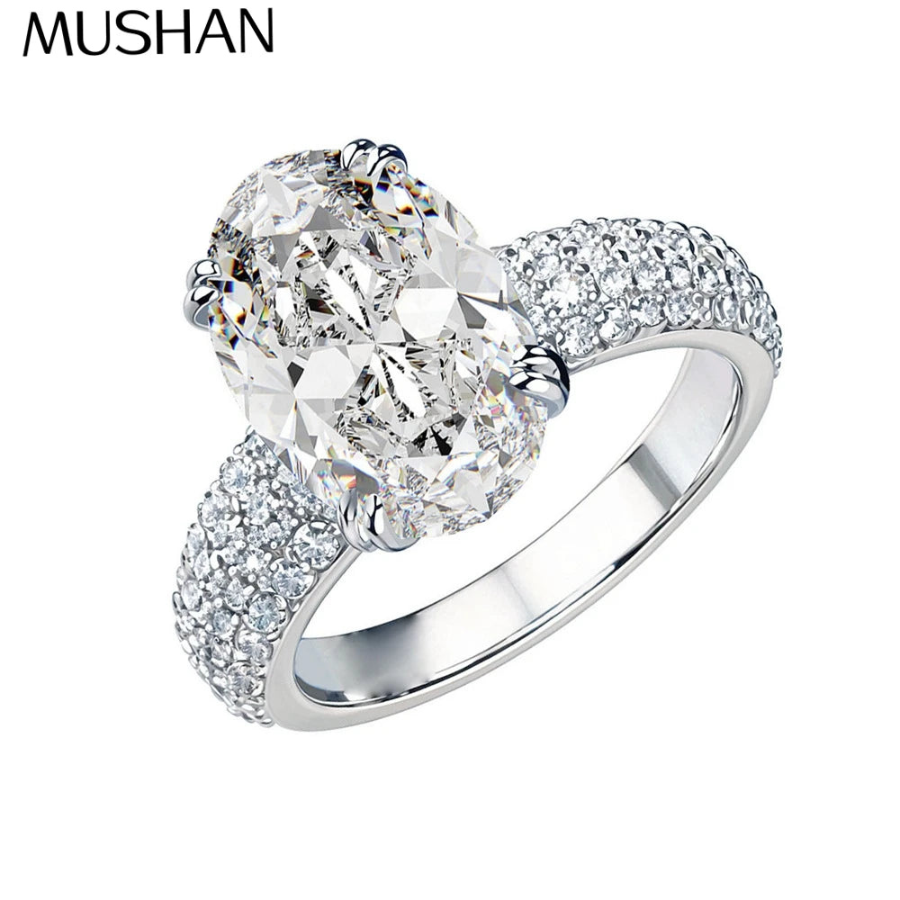 Anillo de compromiso de plata de ley 925 MuShan Jewelry con diamante de carbono de alta calidad, regalo de cumpleaños, joyería elegante, anillos para mujer, joyería fina