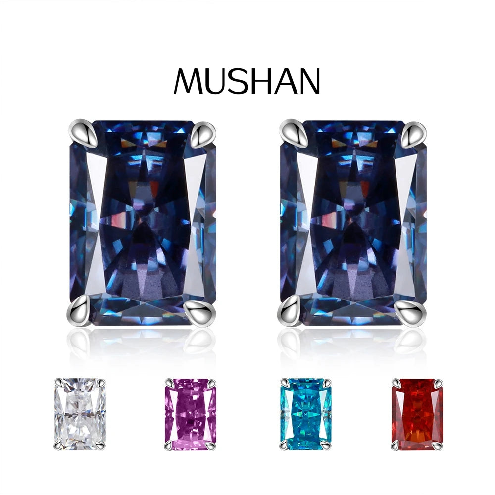 MUSHAN Brand Jewelry 925 Sterling Silver Stud Earrings 7ct 8*10 Ice Flower Gemstones Women Earrings Stud Fine Jewelry Accessory