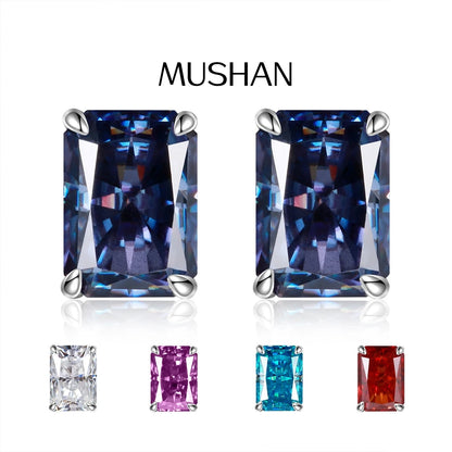 MUSHAN Brand Jewelry 925 Sterling Silver Stud Earrings 7ct 8*10 Ice Flower Gemstones Women Earrings Stud Fine Jewelry Accessory