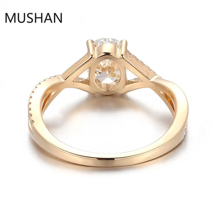 MUSHAN Luxury Custom 14K 18K Gold Rings Band Jewelry With Moissanite Diamond Lab Grown Gemstones Diamond Wedding Ring For Women