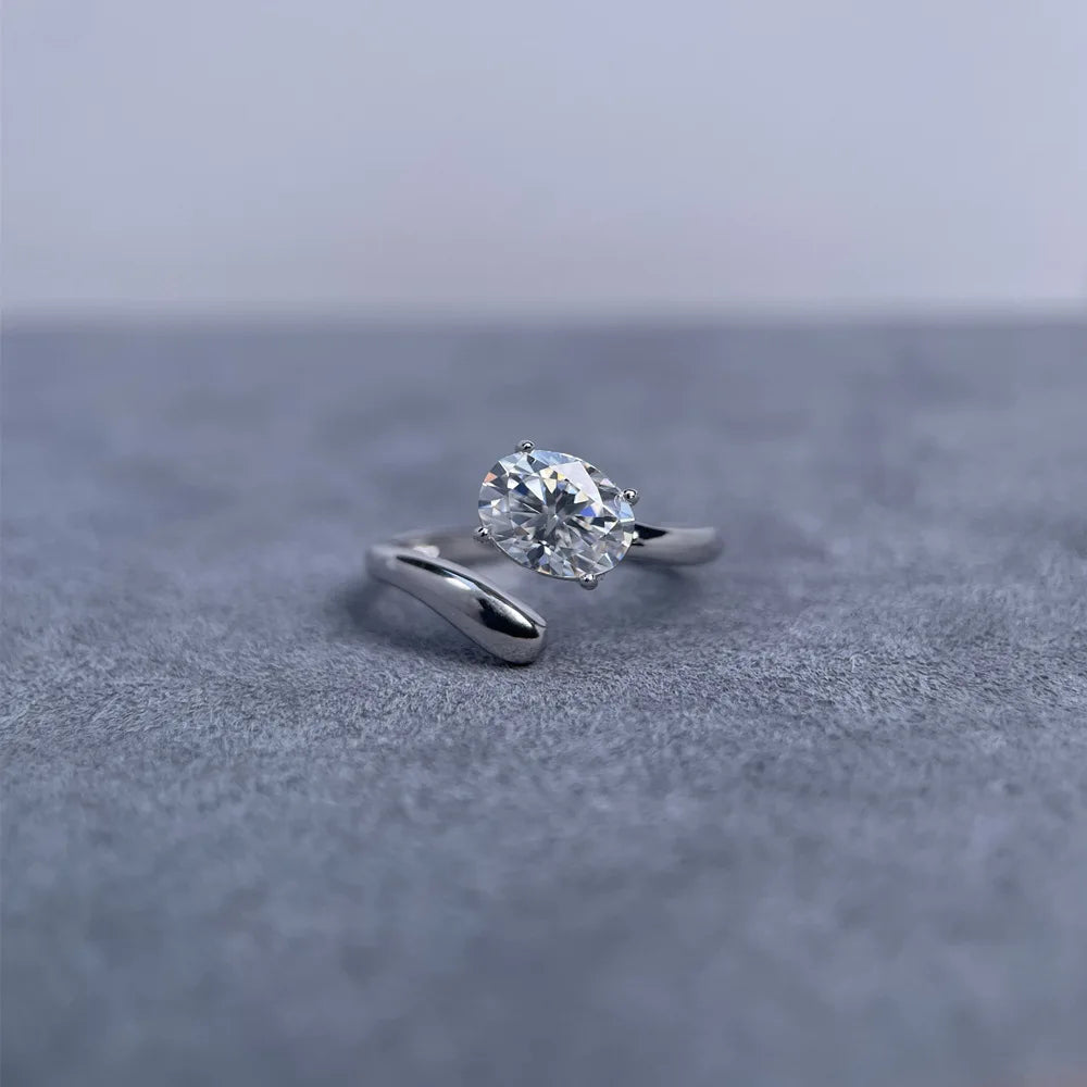MuShan Luxury Jewelry 925 Sterling Silver Ring VVS Moissanite Stylish Ring for Bride 18K Real Gold Plated MST Patent Rings