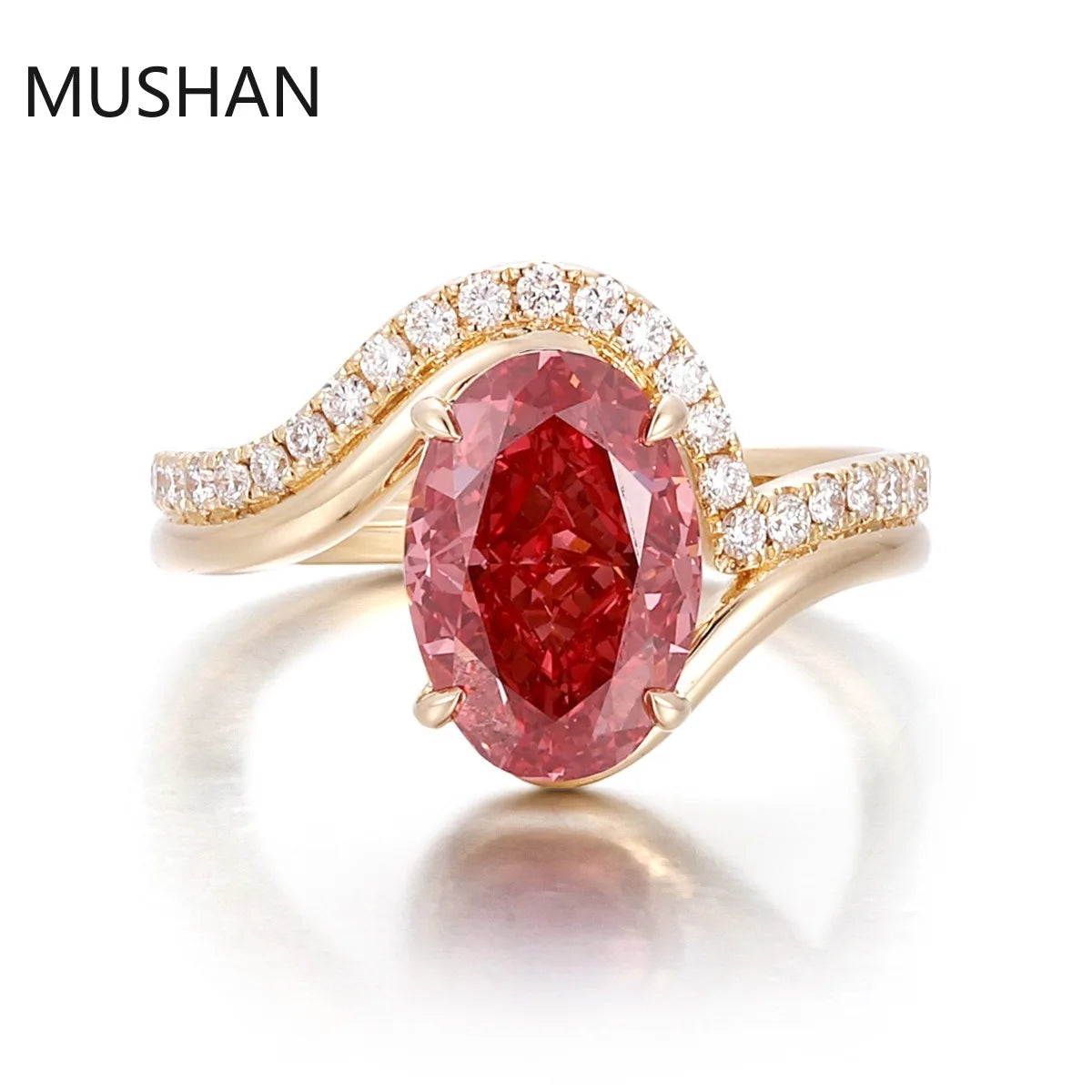 MUSHAN Luxury Custom 14K 18K Gold Rings Band Jewelry With Moissanite Diamond Lab Grown Gemstones Diamond Wedding Ring For Women